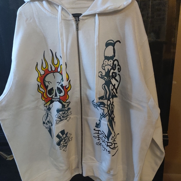 Ed Hardy Other - Ed Hardy NWT flaming ☠️ Zip-Up Hoodie Size XXL